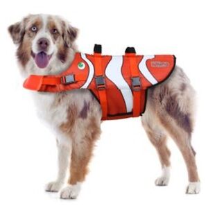 Outward Hound Fun Fish Dog Life Jacket-Size M in Bright Orange